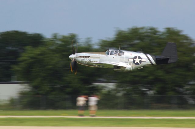 North American P-51 Mustang (N6555B) - Lope's Hope with a low pass at Oshkosh during the Warbirds Friday.