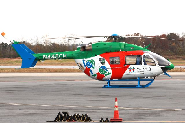 KAWASAKI EC-145 (N445CH) - The Children's Healthcare of Atlanta helicopter sitting on the tarmac after arriving from Henrietta Egleston Hospital for Children. Photo taken on 11/28/2020.