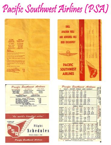 — — - Ticket Envelope and Flight Schedule, Circa 1953 .. At the time, PSA operated 4 DC3 Aircraft, on the routes shown on schedule