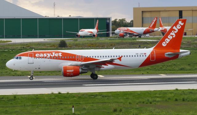 Airbus A320 (HB-JZR) - On landing RW13 