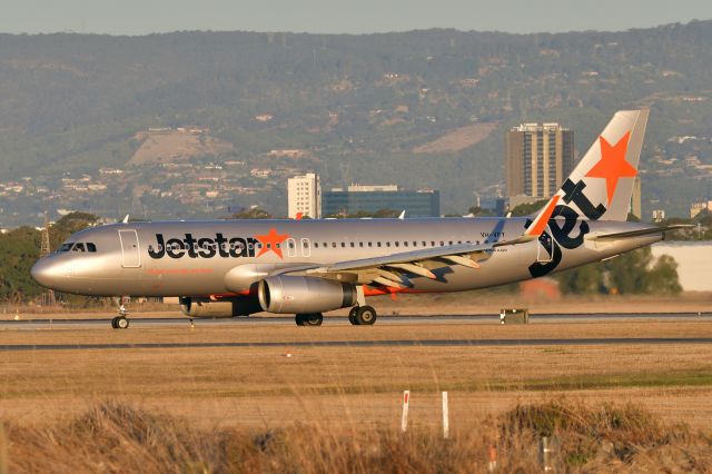 Airbus A320 (VH-VFY) - Taxiing on Foxtrot 5 after turning off landing runway 23, Jan 6 2020.