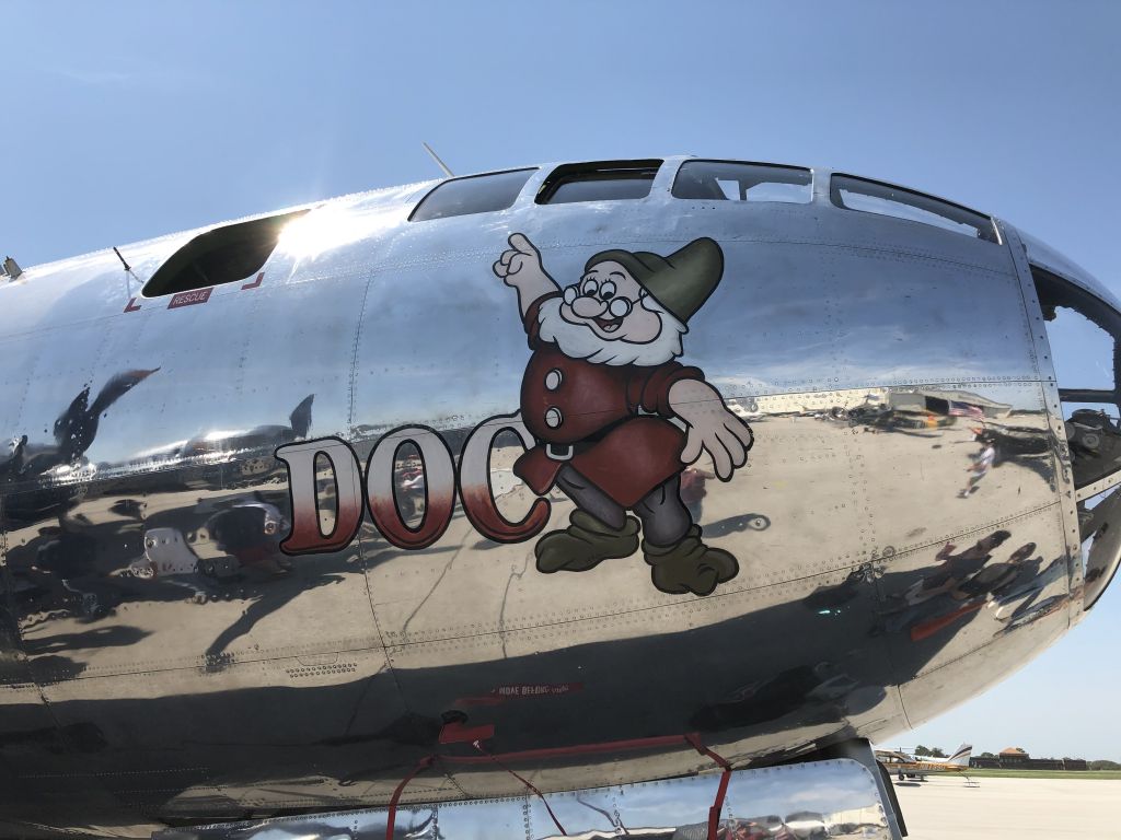 Boeing B-29 Superfortress (N69972) - B-29 Doc nose art.  Photo taken at New Century Air Center (KIXD) on Saturday, September 7, 2019.