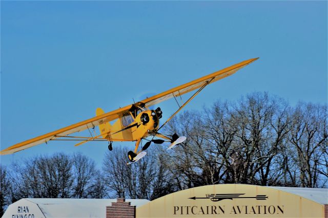 Piper L-21 Super Cub (N33587) - Piper Cub with some "Wing Wagging" at EAA Ski Plane Fly-In.