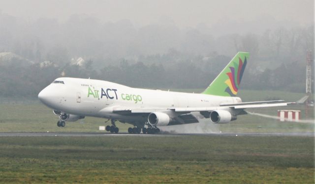 Boeing 747-400 (TC-ACG) - AirAct cargo b747-481(bdsf) tc-acg landing at shannon from istanbul just as the fog clears 15/10/20.