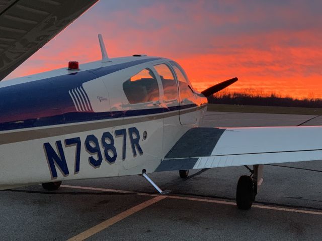 Beechcraft 35 Bonanza (N7987R) - KADG winter sunset