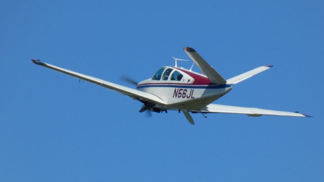 Beechcraft 35 Bonanza (N56JL) - Shortly after departure is this 1977 Beechcraft V35 Bonanza from the Summer of 2020.