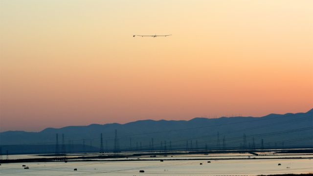 HB-SIA — - Solar Impulse over the South San Francisco Bay just after takeoff from Moffett on May 3, 2013 on its first leg of cross-country flight. To land in Phoenix AZ 18 hours after takeoff.