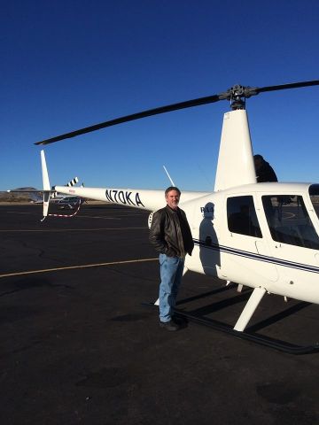 Robinson R-44 (N70KA) - Dean Houseman and Alec Street refueling at Lordsburg, NM