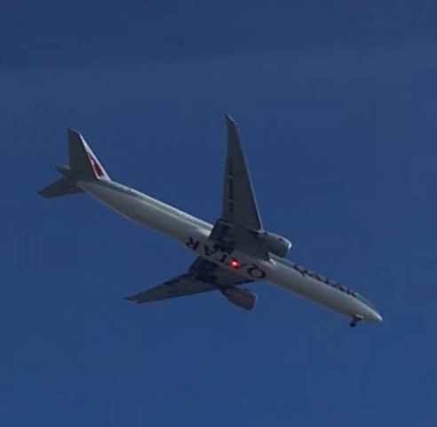 BOEING 777-300ER (A7-BAN) - View to the Sky before landing at Phnom Penh International Airport in Cambodia.