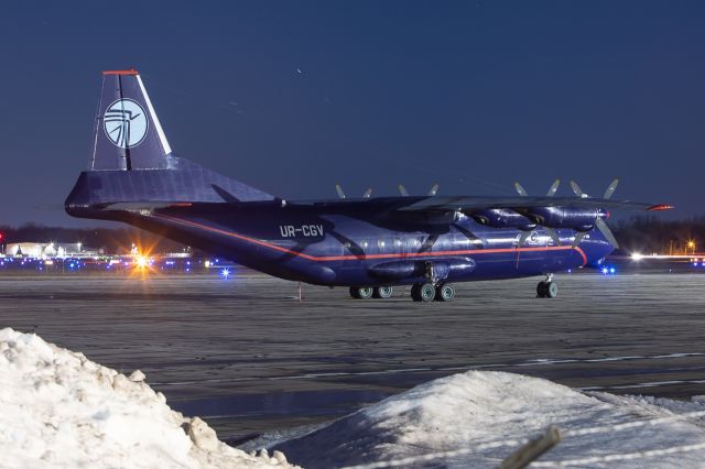 Antonov An-12 (UR-CGV) - Ukraine Air Alliance AN-12 sitting in front of the FAA FSDO after delaying its departure by 6 hours.