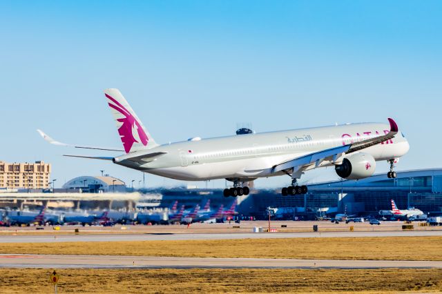 Airbus A350-1000 (A7-ANA) - Qatar Airways A350-1000 landing at DFW on 12/25/22. Taken with a Canon R7 and Tamron 70-200 G2 lens.