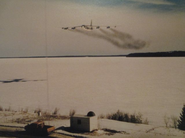 — — - B52G low level bomb run, Cold Lake, Canada.  Approximately 250 AGL.  Im in that one.