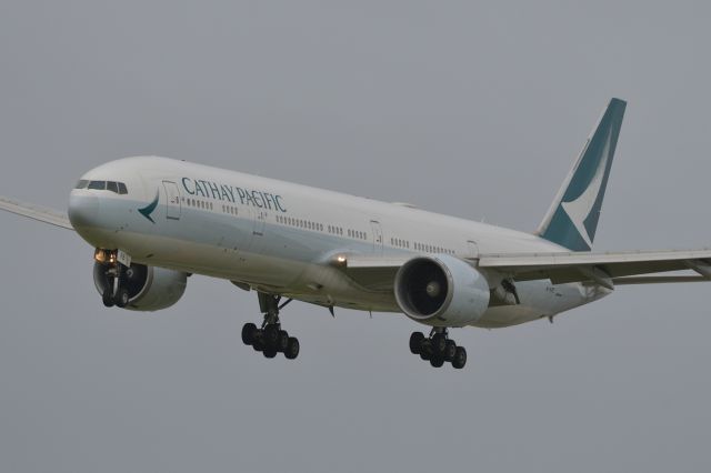 BOEING 777-300ER (B-KPE) - Adelaide, South Australia, June 14, 2020. Cathay Pacific’s Sunday only, cargo only Flt 2174 is on short final for runway 05.