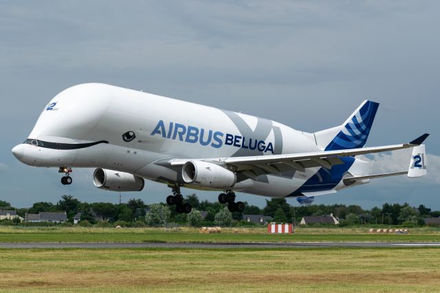 AIRBUS A-330-700 Beluga XL (F-GXLH) - F-GXLH landing runway 25 at Saint-Nazaire Airport