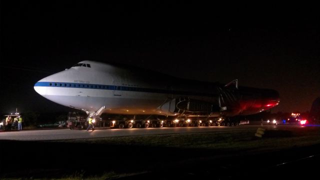 Boeing 747-200 (N905NA) - N905NA shuttle carrier on the streets of Houston en-route to her final destination at Space Center Houston.