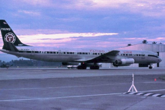 McDonnell Douglas DC-8-60 (N781FT) - Douglas DC-8-63 CF N781FT Flying Tiger Line Butterworth (WMKB) mid 1970s.