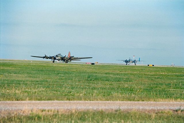 Boeing B-17 Flying Fortress (N900RW) - B-17 & B-25 taxing in after doing the air show at an Air Power Air Show in KOKC