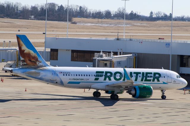 Airbus A320neo (N352FR) - Resting at Gate A16v at CVG Airport 
