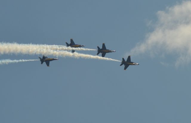 McDonnell Douglas FA-18 Hornet — - Blue Angels during Initial orientation flight practice in Sioux Falls