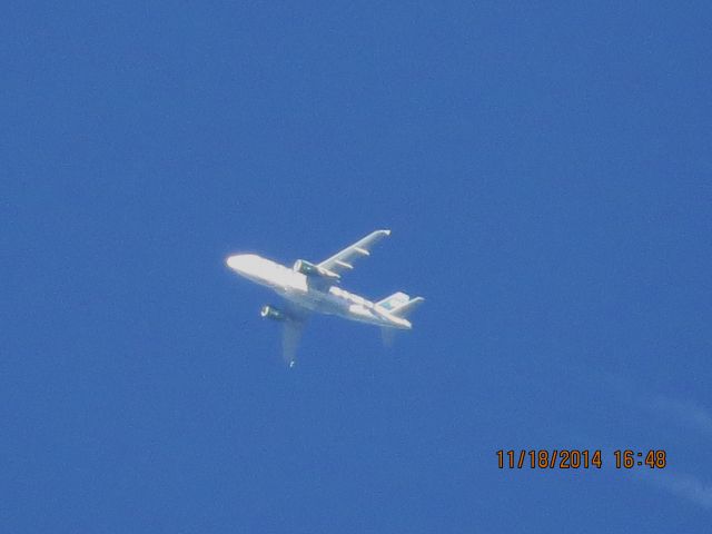 Airbus A319 (N921FR) - Frontier flight 589 from TYS to DEN over Southeastern Kansas at 38,000 feet