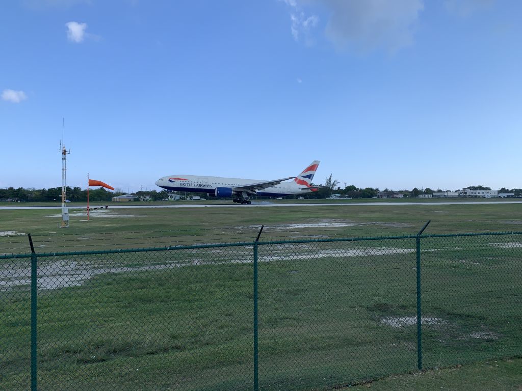 Boeing 777-200 (G-YMMT) - BA253 touching down at George Town, Grand Caymans 29-Apr-19