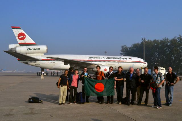 McDonnell Douglas DC-10 (S2-ACR) - Last commercial flight of a DC-10-30 aircraft in the world is about to leave Dhaka for Birmingham (UK) via Kuwait. Aviation enthusiasts and photographers from all over the world gathered on the tarmac for this final photo minutes before its departure. Wheels lifted from runway 32 at 9:18am, Bangladesh Standard Time, Thursday, 20th Feb., 2014