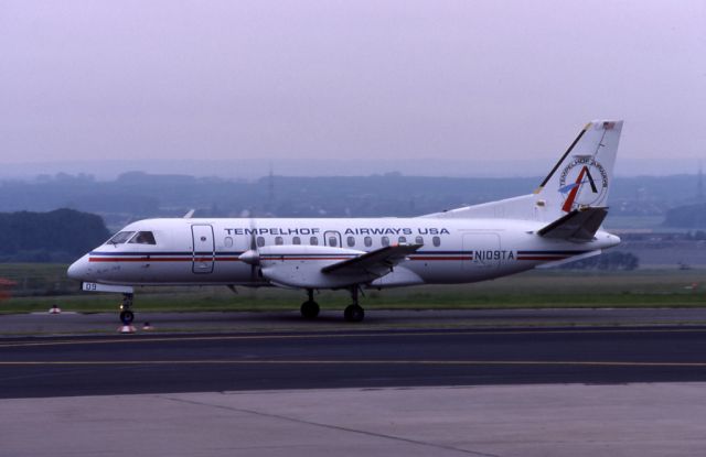 Saab 340 (N109TA) - SCAn of Kodak K64 slide. Taxiing in after a flight from Berlin-Tempelhof (THF) to Dortmund (DTM).