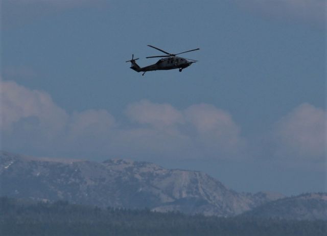 Sikorsky S-70 — - KO24 - Lee Vining, CA this was the second UH-60 Blackhawk landing at the airfield at the 6200ft level. We had to leave for June Lake for dinner reservations....just my luck! Mono Lake is to the left and lower view from US 395 here in Lee Vining,CA.