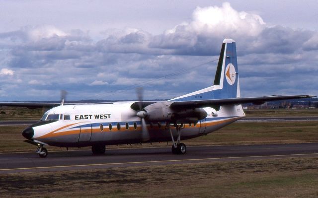 FAIRCHILD HILLER FH-227 (VH-EWQ) - East West Airlines F27-500 VH-EWQ taxying at Sydney Airport