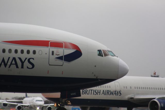 Boeing 777-200 (G-YMME) - Walking along the road by 27R when this pulled up to take off. December 2015