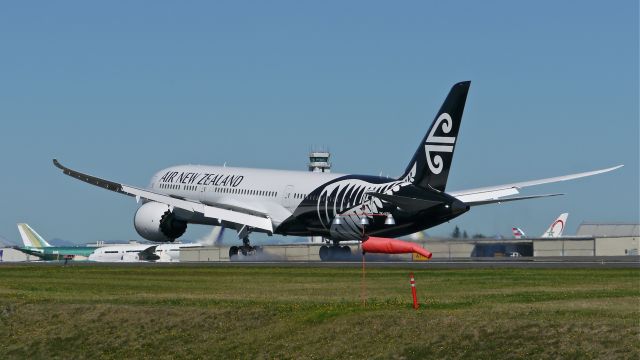 Boeing 787-9 Dreamliner (ZK-NZF) - BOE4 lands on Rwy 34L to complete a flight test on 9/20/14. (LN:213 / cn 34335).