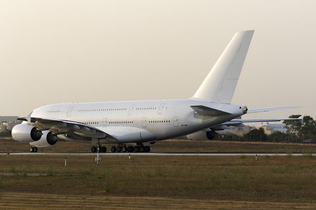 Airbus A380-800 (9H-MIP) - Landing in Malta for painting into Hi Fly Malta colors at Aviation Cosmetics Malta (ACM). Ex 9V-SKC