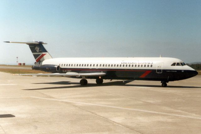 British Aerospace BAC-111 One-Eleven (G-AVMT) - Taxiing to depart rwy 27 on 15-Jul-89.br /br /Delivered new to British European Airways on 28-Mar-68.  Registration cancelled 17-Dec-04.  Broken up at EGHH.