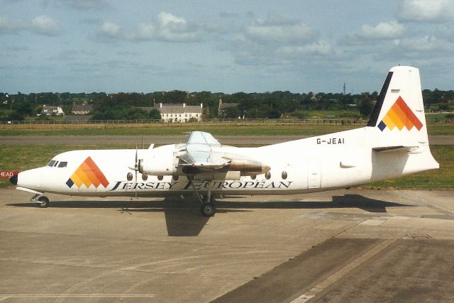 FAIRCHILD HILLER FH-227 (G-JEAI) - Taxiing to the terminal on 31-Aug-96.br /br /With Jersey European Airways from Dec-90 to Apr-00 when it became G-ECAT for Euroceltic Airways.br /Damaged beyond repair 2-Nov-02 at EISG.br /Registration cancelled 12-Aug-03.