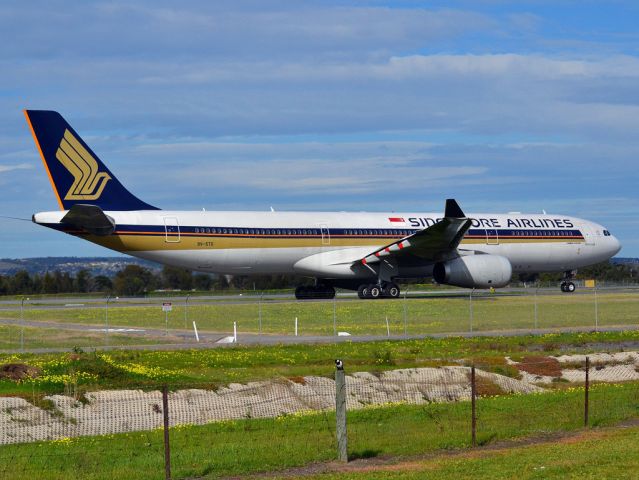 Airbus A330-300 (9V-STO) - On taxi-way heading for take off on runway 05, for flight home to Singapore. Thursday, 12th July 2012.