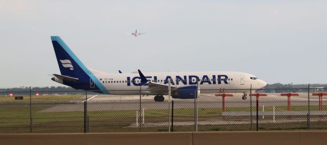 Boeing 737 MAX 8 (TF-ICN) - 4/22/23 moving into position on Rwy 18L as a SWA B737 rotates