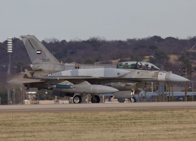 Lockheed F-16 Fighting Falcon (00-6057) - F-16F belonging to the United Arab Emirates Air Force arriving back to NAS/JRB Fort Worth after a test hop. I can only surmise this aircraft was back in Fort Worth (home to what was the F-16 manufacturing plan) for some sort of overhaul or heavy maintenance (please view in "full" for highest image quality)