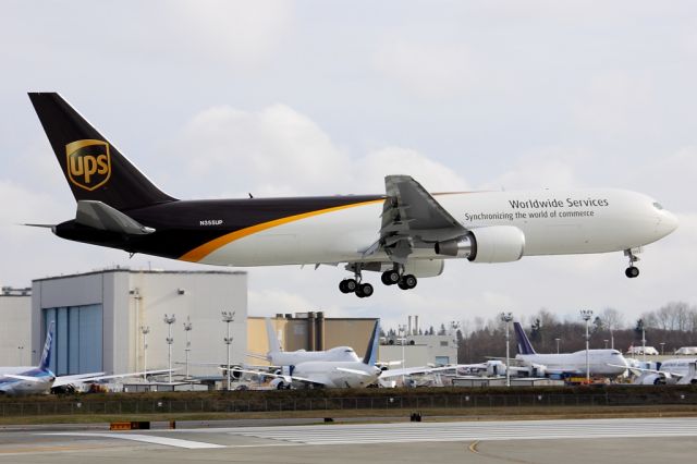 N355UP — - UPS N355UP landing at Paine Field after first flight February 4, 2013.