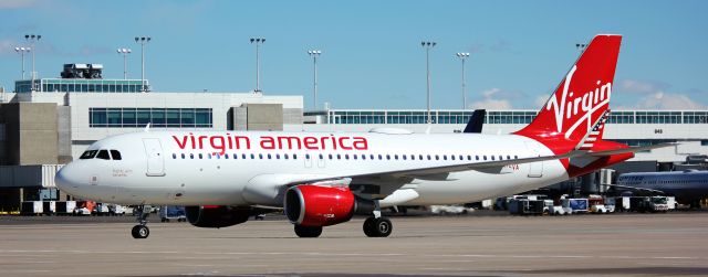 Airbus A320 (N285VA) - Inaugural flight from SFO on 3-15-2016 taxiing to its gate.