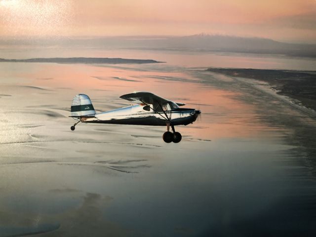 N77325 — - 1946 Cessna 120 over Turnagain Arm just SE of PANC