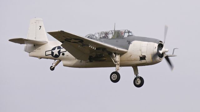 N9584Z — - Historic Flight Foundations Grumman TBM-3E Avenger (Ser #85882) on final to Rwy 16R on 2.25.17.