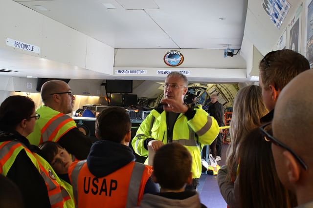 BOEING 747SP — - The mission Controller explaining the mission of SOFIA (Stratospheric Observatory For Infrared Astronomy)on 9 July 2017