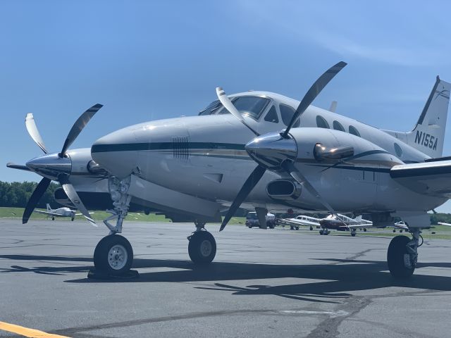 Beechcraft King Air 90 (N155A) - On the ramp at Hartford Jet Center.