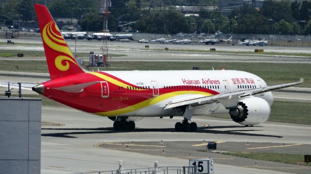 Boeing 787-8 (B-2728) - B-2728 Hainan Airlines Boeing 787-8 Dreamliner - cn 34938 / ln 73br /First Flight * Oct 2012br /Age 2.7 Yearsbr /2015-06-19 HU7990 San Jose (SJC) Beijing (PEK) 14:26-->Estimated 16:40