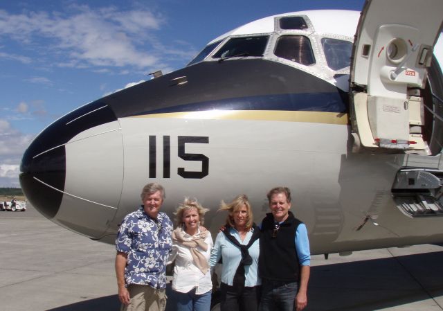 N159115 — - Navy C-9B Skytrain II.  115 was one of the the original 8 C-9B aircraft delivered by Douglas Aircraft Long Beach to the Navy in Spring 1973. 115 flew first with VR-30, Nas Alameda, then  VR57 Nas North Island.  This picture taken in 2008 of the pilot who flew her first in 1973, who with  friends happen to see her at her current squadron, VR-61, Nas Whidbey Island.