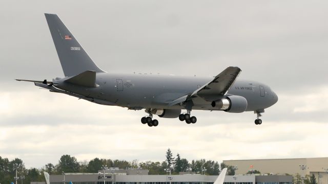 Boeing Pegasus (1746033) - BOE47 a KC-46A on final to Rwy 16R to complete a flight test on 8.18.19.  (#17-46033 / ln 1147 / cn 34113).