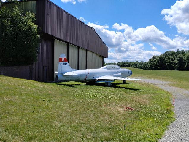 Lockheed T-33 Shooting Star — - Lockheed T-33 Shooting Star jet trainer.  Parked outside a hangar at the American Heritage Museum in Hudson, Massachusetts.