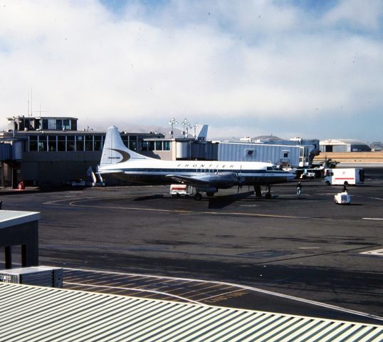 N73106 — - SFO - CV-580 on the apron- poss taken in 1976 - 35mm slide
