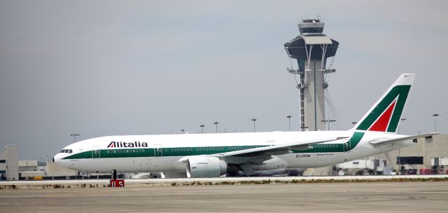 Boeing 777-200 (EI-DBM) - Taxiing to gate after landing and roll out .. LAX FAA Tower, in background