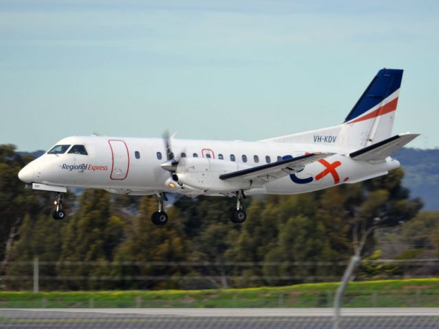 Saab 340 (VH-KDV) - About to put down on runway 05. Thursday 12th July 2012.